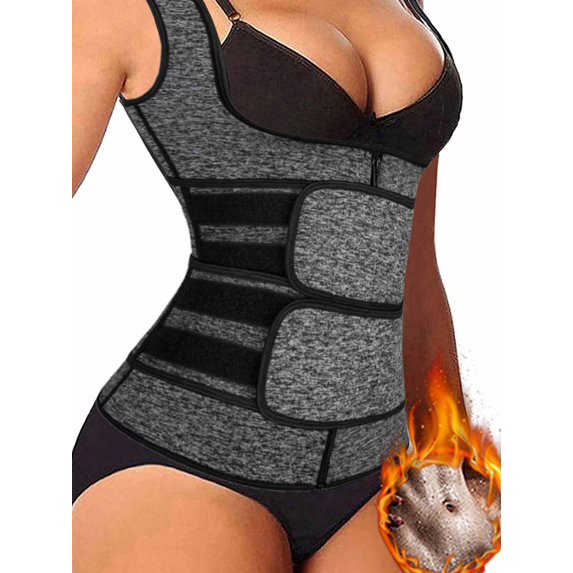 FITVALEN Women's Workout Waist Trainer Zip Vest Body Shaper with Adjustable Belts Underbust Corset Neoprene Sauna Sweat Suit