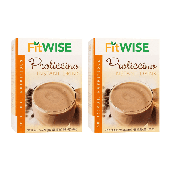 FITWISE - High Protein Proticcino Instant Drink Mix, Low Calories, Ideal Protein Compatible, 7 Servings Per Box