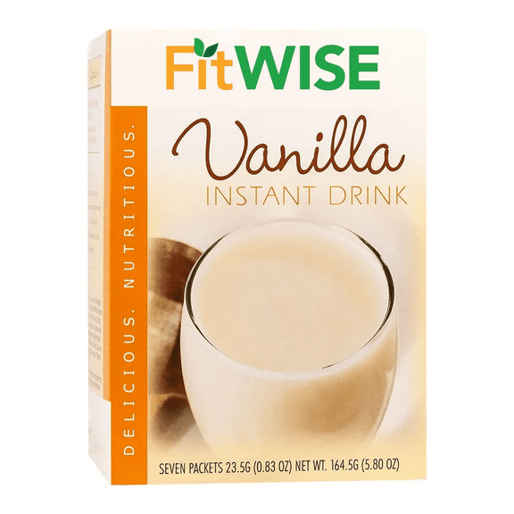 FITWISE - High Protein Vanilla Instant Drink Mix, Low Calories, Ideal Protein Compatible, 7 Servings Per Box
