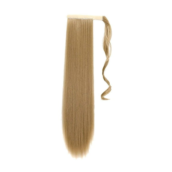 FITYLE 26 inch Long Straight Ponytail Extension,Soft as Human Hair,Styling Ponytails,Beauty Supplies Wrap Around Ponytail Extension for Girls gold brown
