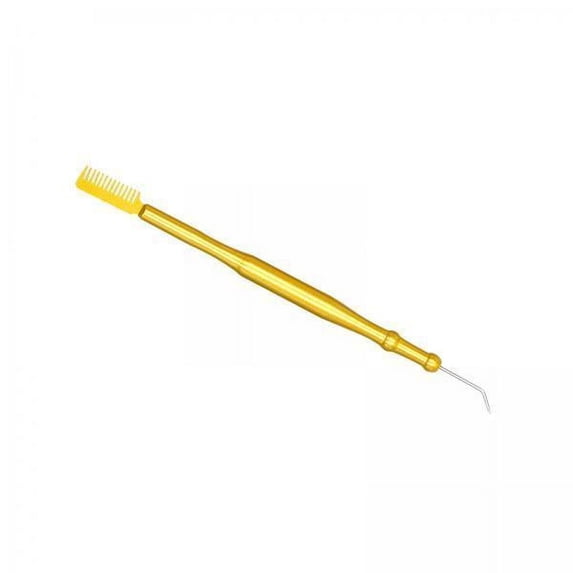 FITYLE 2xEye Tool 2 in 1 Eye Lash Separator Tool for Curling Eyelash Artists , Yellow, 3 Pcs