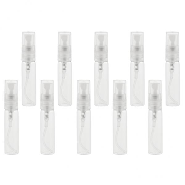 FITYLE 5x10Pcs Glass Perfume Empty Bottle Pump Sprayer Refillable Travel 5ml