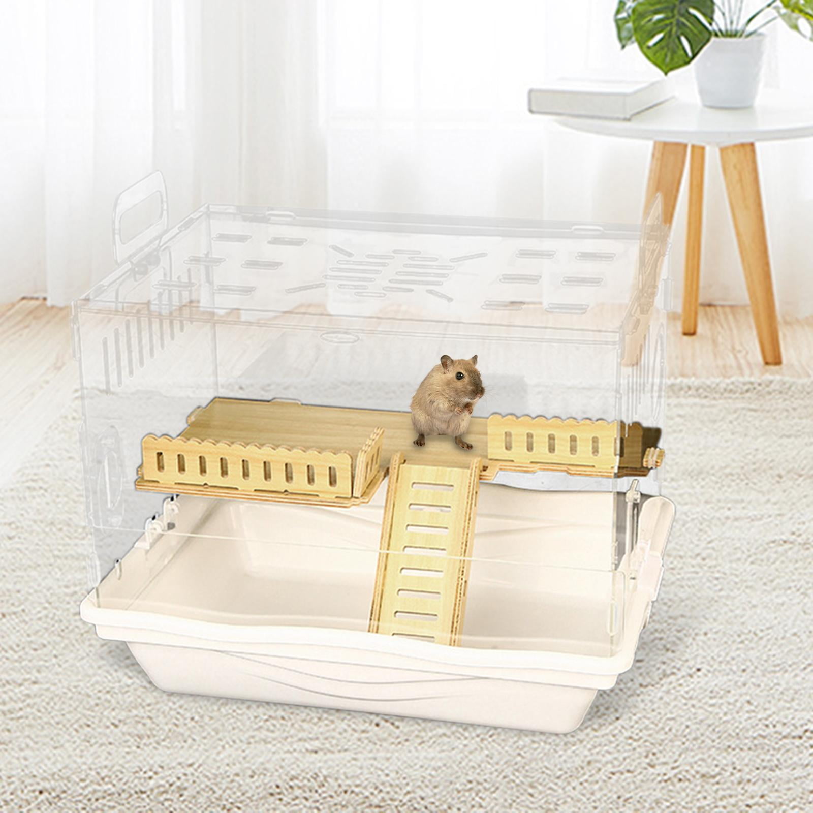FITYLE Acrylic Hamster House, Small Animal House, Clear Living Playing Area Gerbils Acrylic Cage Small Animal Cage for Hamster Dwarf Ladder
