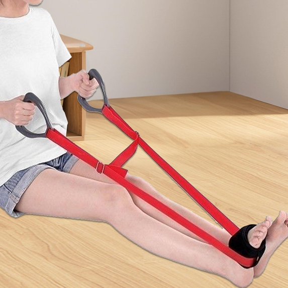 FITYLE Ankle Training Strap Adjustable Yoga Stretch Belt Elastic Pull Belt red