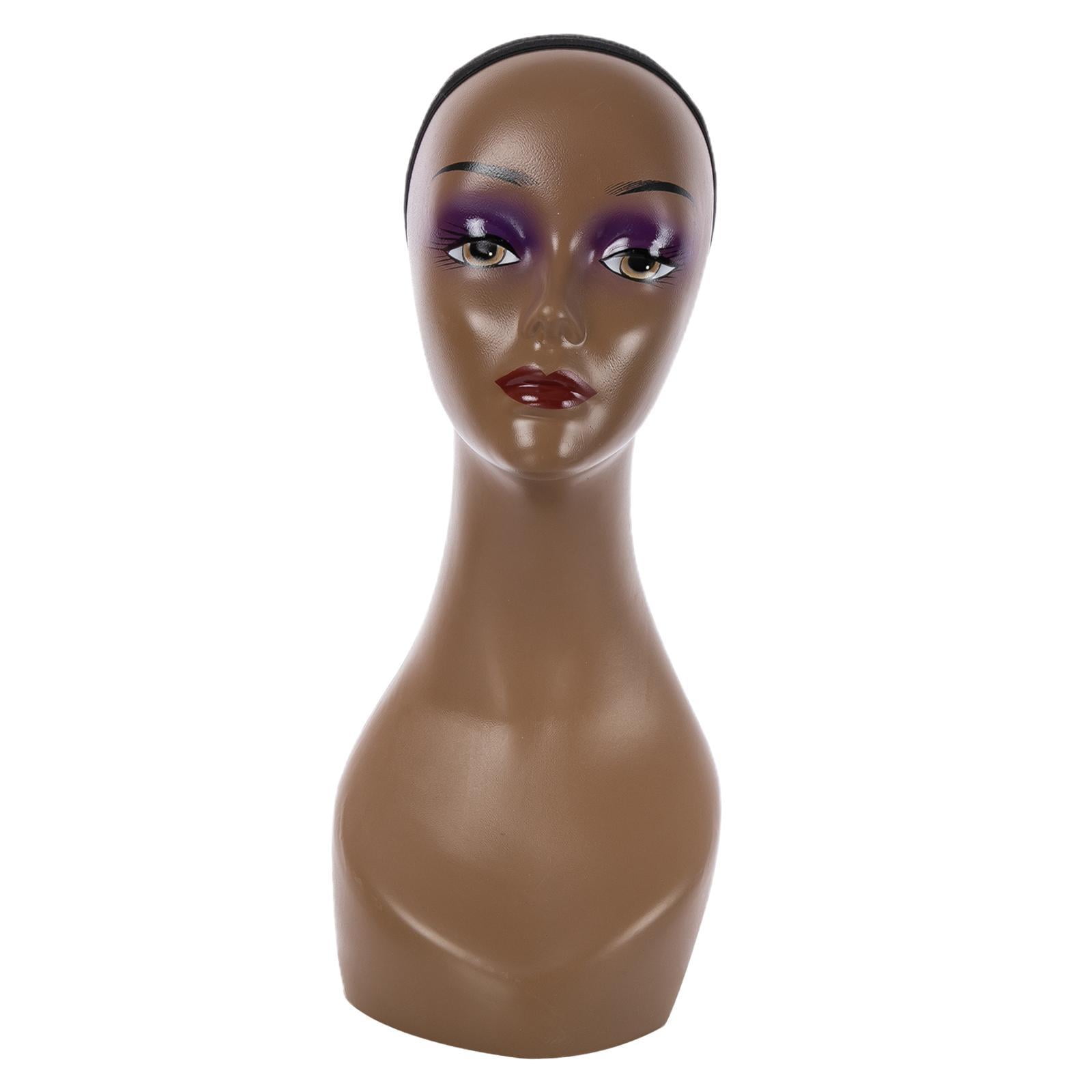 FITYLE Bald Mannequin Head Stand Multipurpose Stable Base Portable Professional Manikin Head with Shoulder for Jewelry Shop Home Red Lip