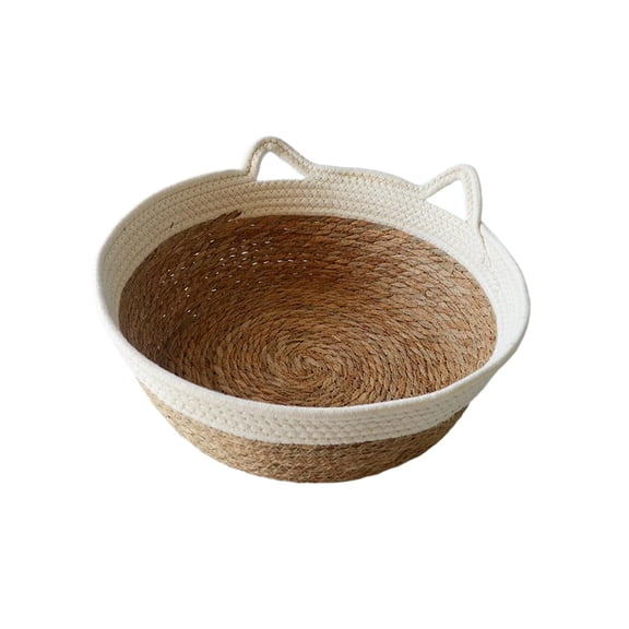 FITYLE Cat Bed Basket Cat Scratcher All Seasons Breathable Straw Pet Bed Pet Sleeping Nest Bed for Cats and Small Dogs Winter Summer Large