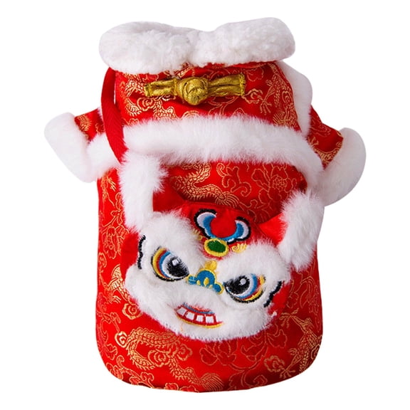 FITYLE Cat Chinese New Year Costume Dog Tang Suit Winter Apparel Blessing Pet Clothes Dog Vest for Kitten Puppy Dogs Teddy Pets Gifts M