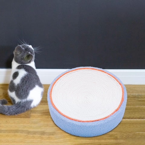 FITYLE Cat Scratcher Bed Cat Scratch Pad 16inch Furniture Protection Sofa Durable Lounge Pet Supplies Round Sleeping Pad Couch Cat Scratching Board , Blue