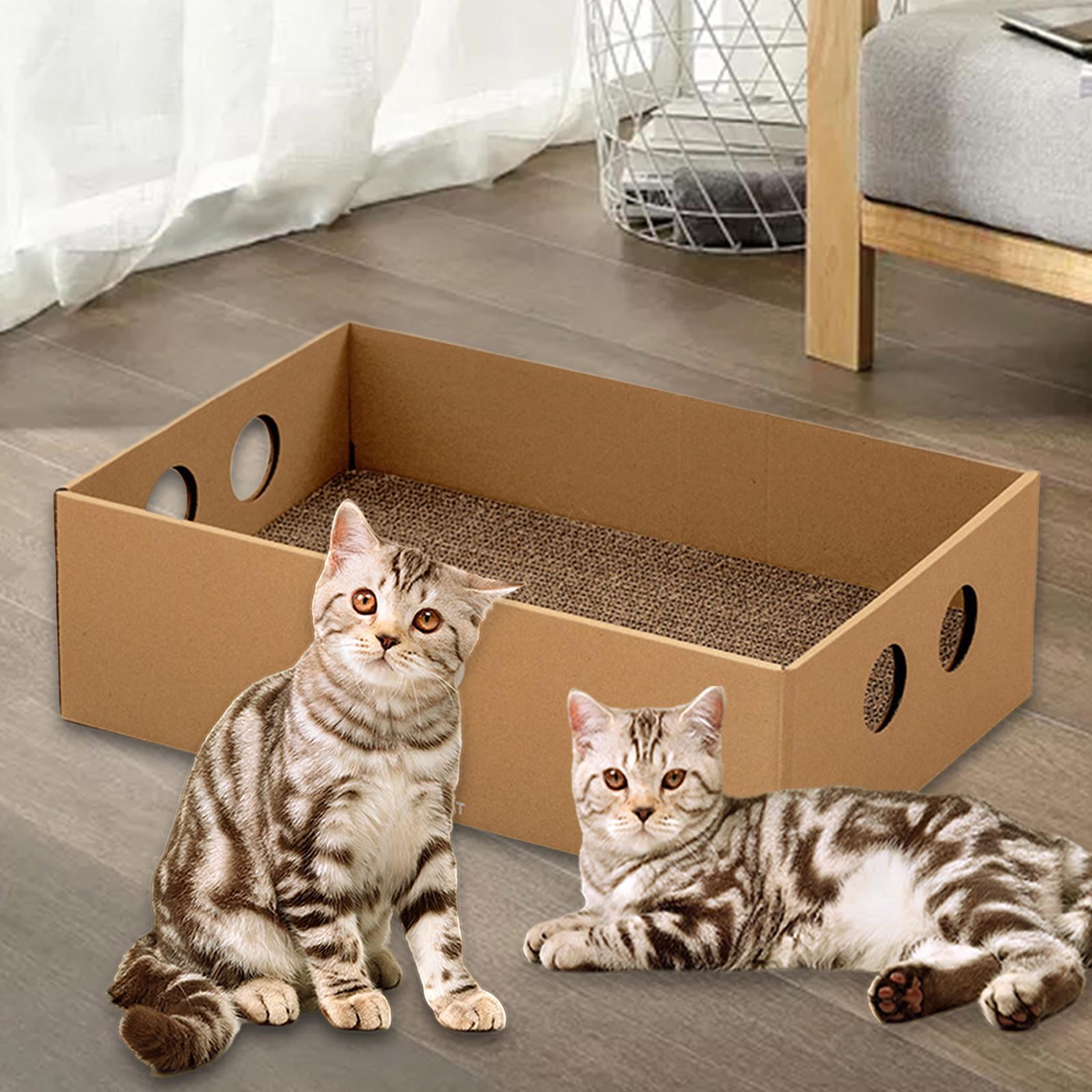 Cat Scratching Pad With Box - Double Sided Refillable Cardboard Scratcher For Cats (17"x10") - View #3