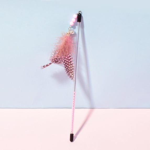 FITYLE Cat Teaser Stick Cat Feather Toy Exercise Toy Portable Funny Interactive Cat Toy Cat Stick Toy for Exercising Chase Pink