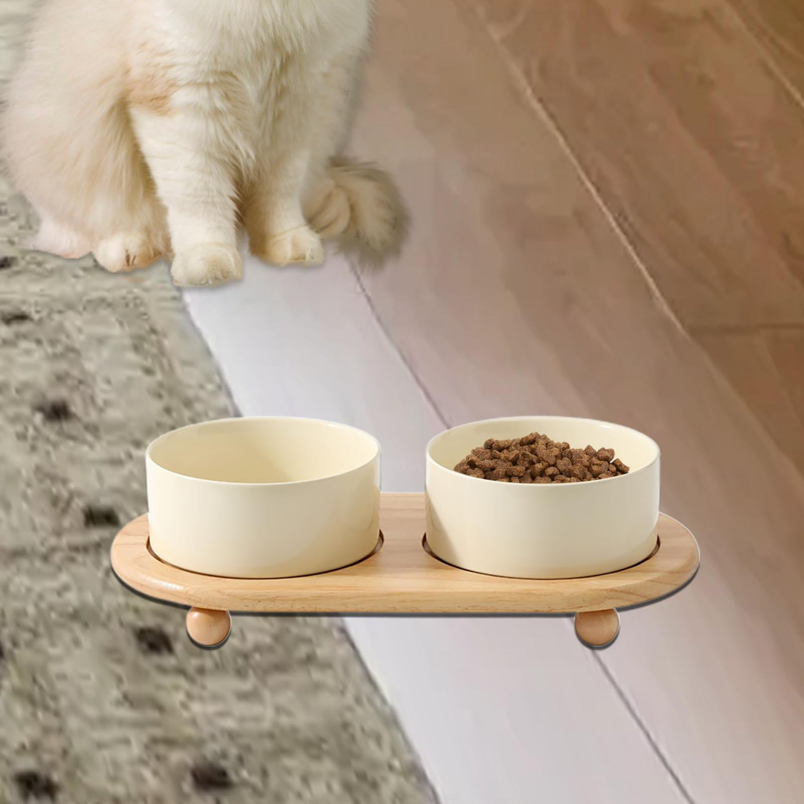 FITYLE Ceramic Stoneware Pet Bowl ，Cat Food Bowls Feeder Set