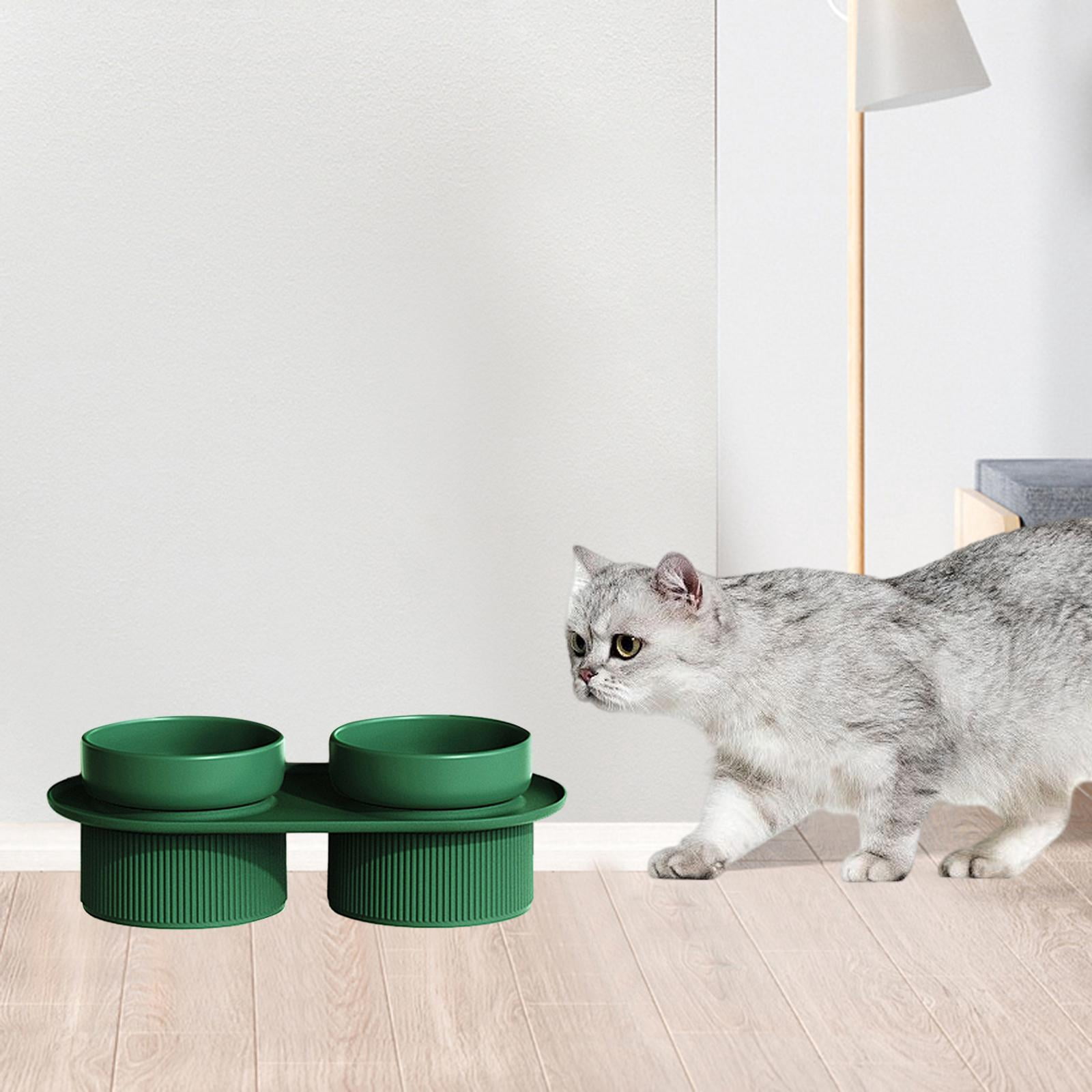FITYLE Double Ceramic Cat Feeding Bowls Cat Bowls Puppy Bowls Ceramic Tall Cat Dishes Water Food Bowl for Medium Dog Indoor Cats