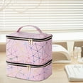 thumbnail image 1 of FITYLE Double Layer Carrying Case PU Storage Bag Nail Art Supplies Travel Nail Polish Organizer Case Zipper Pocket for Essential Oil Pink, 1 of 10