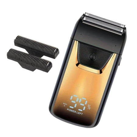 FITYLE Electric Mini Bald Head Precision Trimmer USB Foil Trimmer Beard Trimmer for Outdoor Indoor Office black and gold