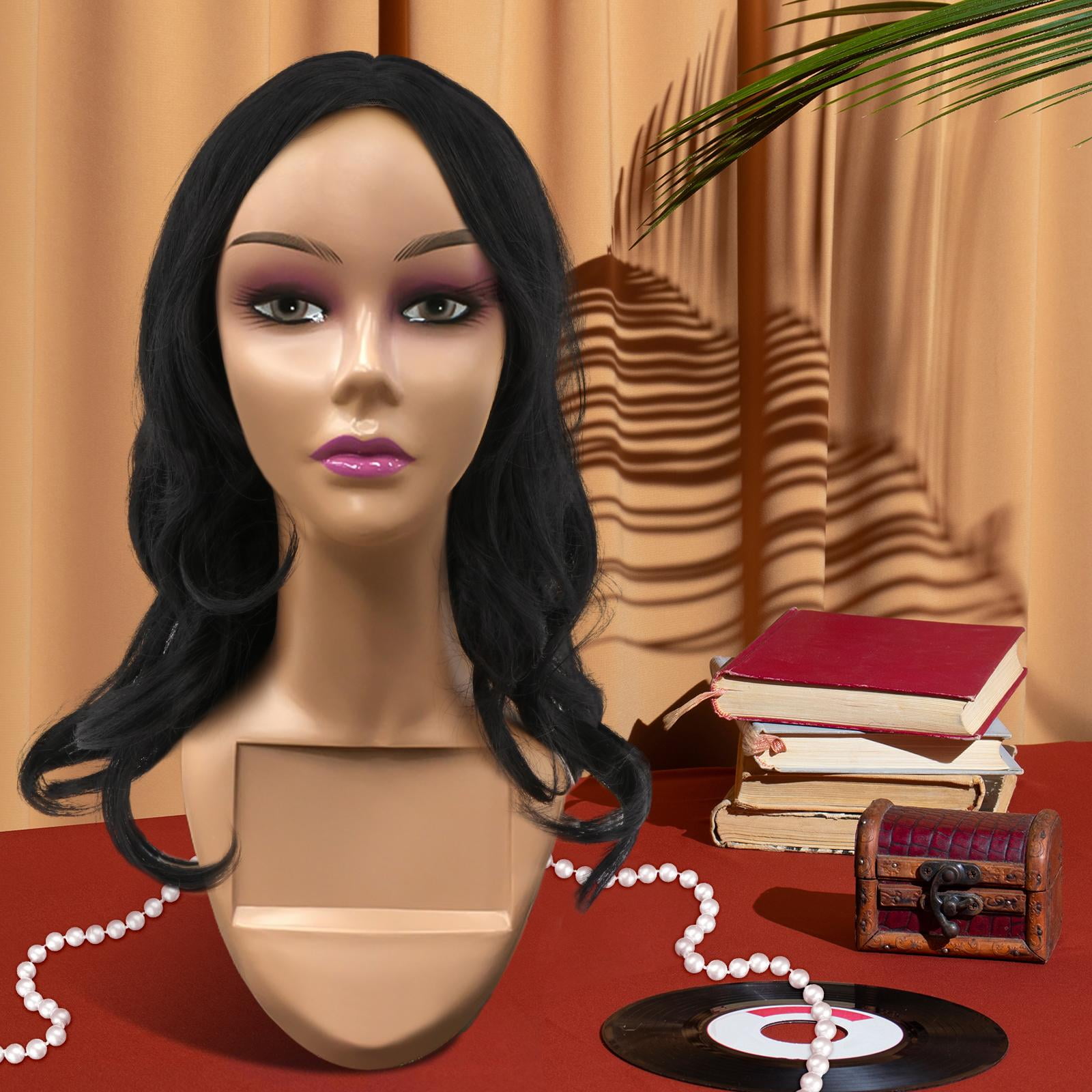 FITYLE Female Mannequin Head Display Stand, 18.90'' Face Makeup Doll Head Holder, Manikin for