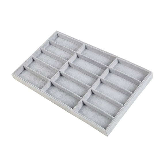 FITYLE Glasses Display Tray Eyewear Storage Box Portable Men Women Sunglasses Organizer Box Jewelry Organizer for Showcase Apartment Gray 15 Grid Flannel