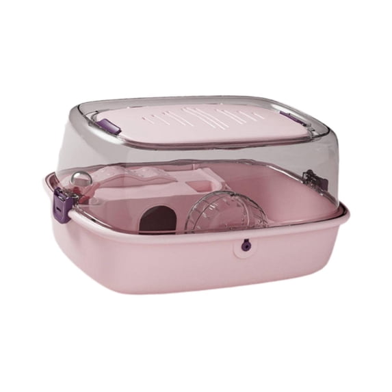 FITYLE Hamster Cage Hamster Habitat Ventilation Portable Breathable Transparent Openable Top Small Animal Cage for Gerbils Mice Rats Pink