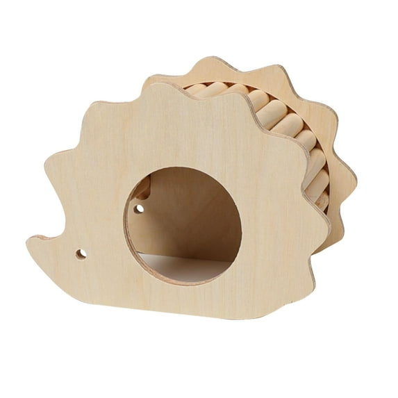 FITYLE Hamster Wood House Hideout Cage Accessories Small Animals DIY Cage Habitat Decoration Gerbils Dwarf Hamsters Toys Running Toy Hedgehog Shape