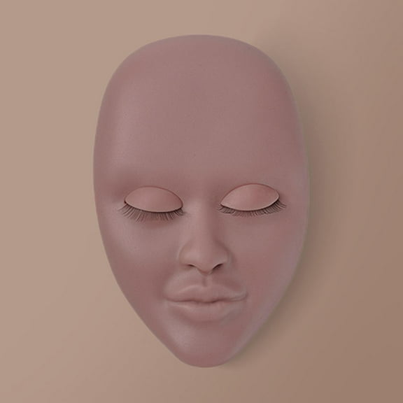 FITYLE Lash Mannequin Head Makeup Practice Face Model Soft Removable Eyelids Silicone for Beginners Makeup Home Use Massage Practice skin color