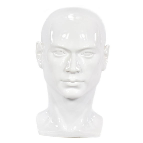 FITYLE Male Mannequin Head Bald Head, Display Model,Hat Display, Versatile, Jewellery Model Head for Headphone Hairs Hat White