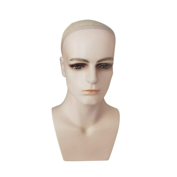 FITYLE Male Mannequin Head with Shoulders Display Stand Beauty Styling Tool Training Head for Hats Businesses Beauty Salon Skin No Beard