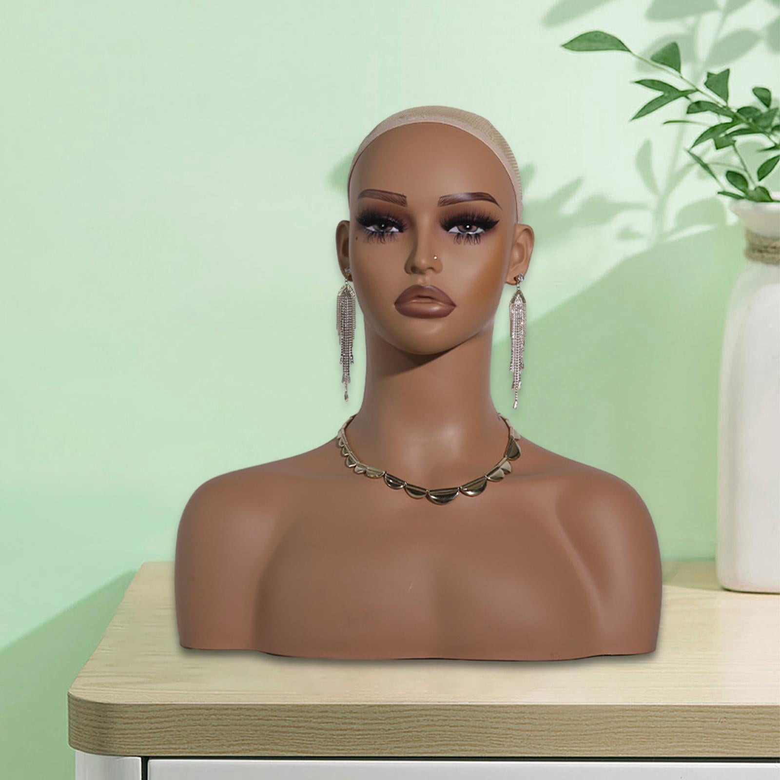 FITYLE Manikin Display Stand Realistic Female Mannequin Head Making Styling Multifunctional Holder for Hats Beauty Salon Men