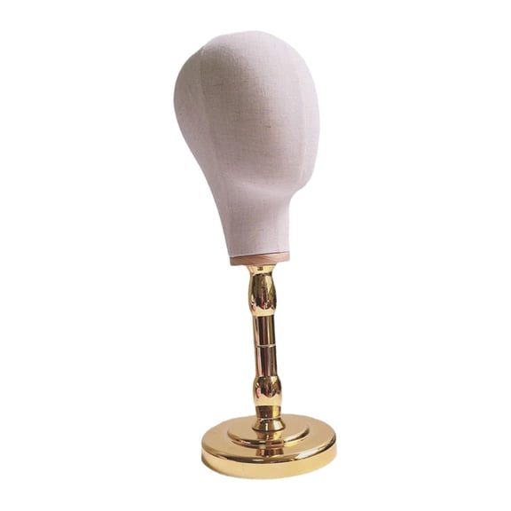 FITYLE Mannequin Head Model Display Holder Sturdy Display Hair Hats Hairpieces Hat Display Head Hat Rack for Headset Glasses Hat Beige with gold base