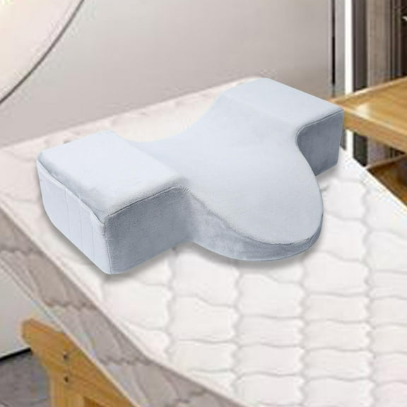 FITYLE Memory Foam Neck Pillow, Ergonomic Curve Neck Pillow, Makeup Grafting Eyelash Groove Pillow for Eyelash Extension Bed Beauty Gray