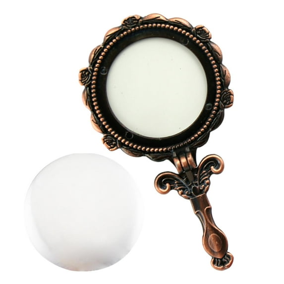 FITYLE Metal Mirror Vintage Design Handheld Mirror with Handle Hand Mirror Cosmetic Mirror for Men Salon