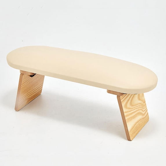 FITYLE Nail Arm Rest Cushion Hand Cushion Portable Mat Practical Wood Base Washable Manicure Hand Rest Collapsible for Desk Nail Art Yellow