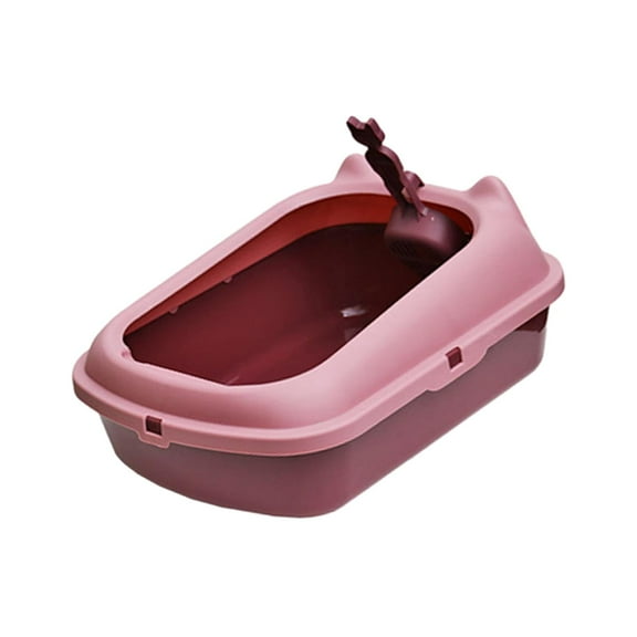 FITYLE Open Top Pet Litter Tray Cat Litter Basin with Portable Kitten Toilet Bedpan with High Side for All Kinds of Cat Litter Red