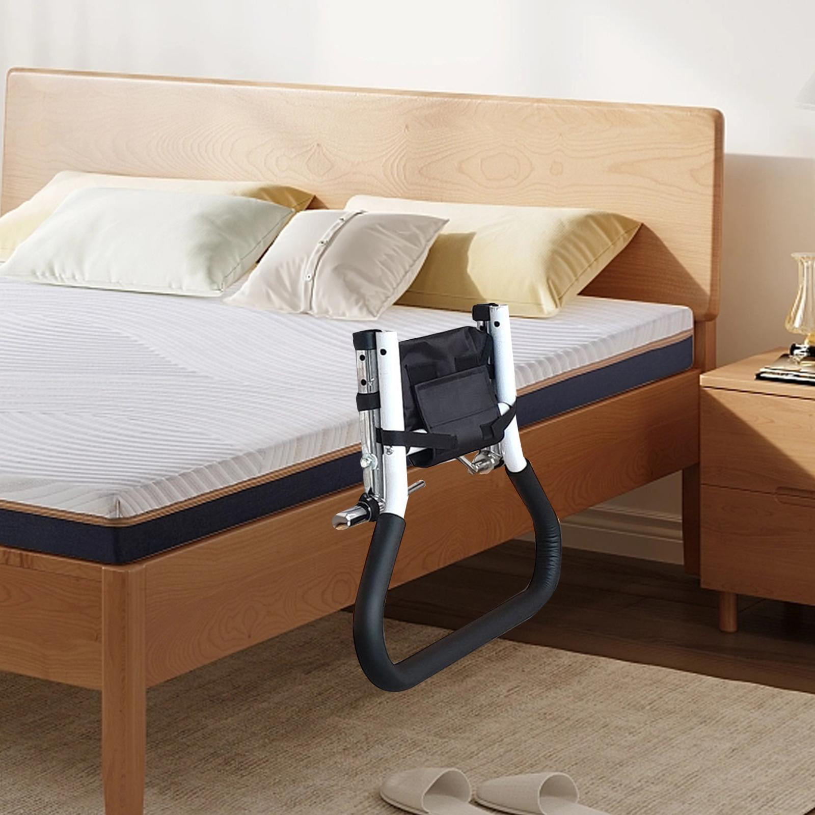FITYLE Seniors Bed Assist Rail with Two Grab Bars Bedside Supports Frame Versatile Sturdy 136kg Load Bearing Bed Assist Bar Wide Base