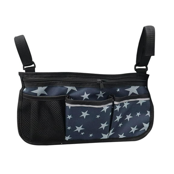 FITYLE Side Bag Pouch Bag, Oxford Cloth Portable with Cup Holder, Hanging for s Travel Rollators Bed