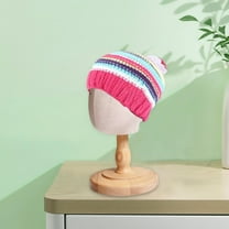 FITYLE Stand for Kids Mannequin Head Portable with Wood Base Multifunctional Hat Holder Dome Model Head for Household Barbershop 46cm