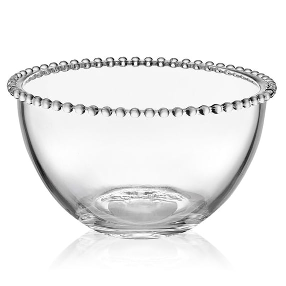 Fitz and Floyd Beaded 8.25 in Clear Glass Bowl Glass