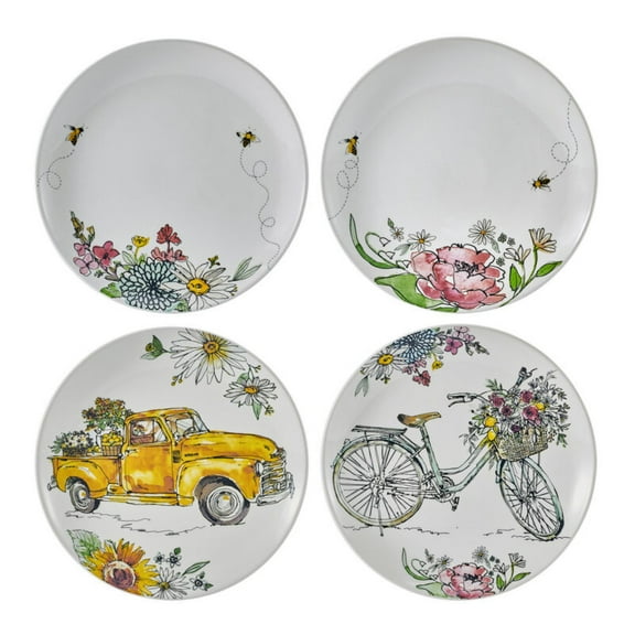 Fitz and Floyd Emis Garden 8 1/4" Round Earthenware Party Plate (4 Count)