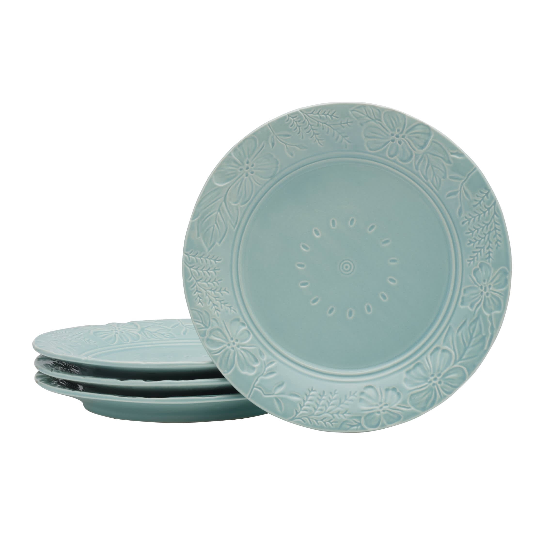 Fitz and Floyd English Garden Mint 11" Round Stoneware Dinner Plates (4 Count)