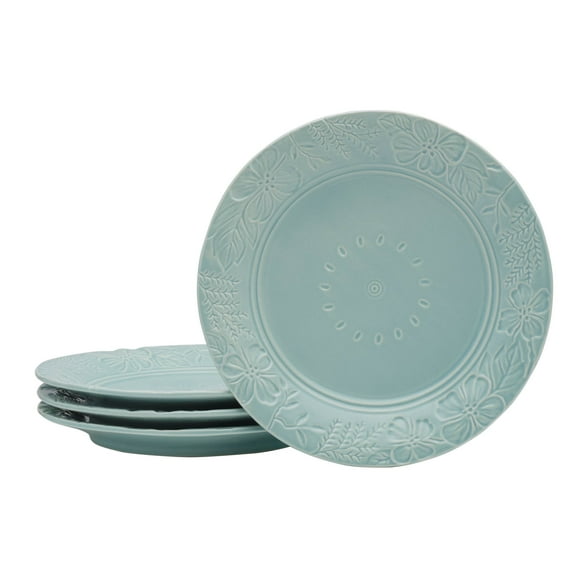 Fitz and Floyd English Garden Mint 11" Round Stoneware Dinner Plates (4 Count)