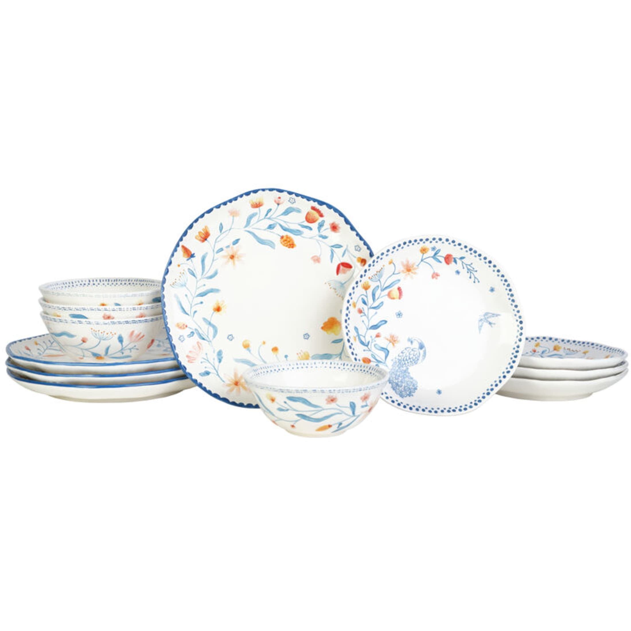 M*e様 Grafiche Tasgotti イタリアン プリント 水鳥 ４点セ Fitz and Floyd Gracie 12-Piece White Earthenware Tableware Set
