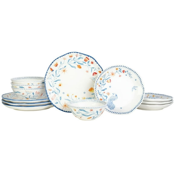 Fitz and Floyd Gracie 12-Piece White Earthenware Tableware Set(service for 4)
