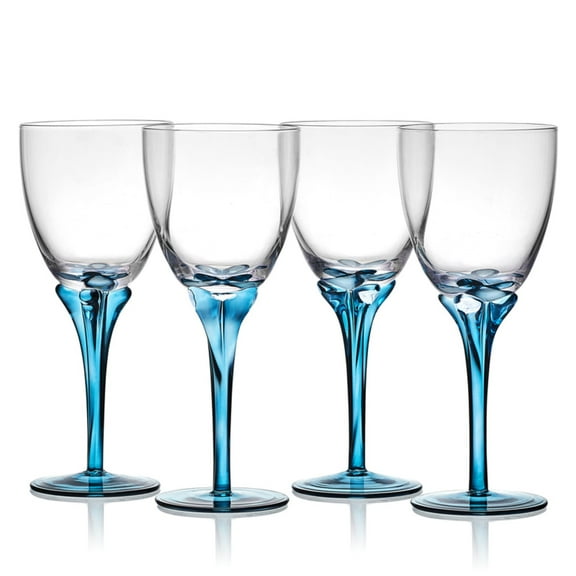 Fitz and Floyd Jardin 14 oz Blue Wine Glass (Set of 4)