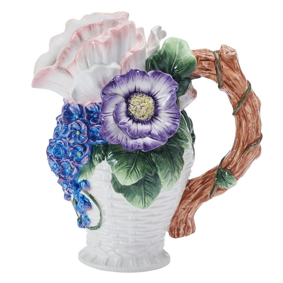 Fitz and Floyd Jardin Bouquet Flower 9 1/2 in Pitcher