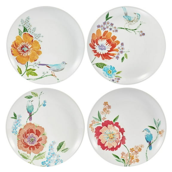 Fitz and Floyd Meadow 8 1/4" White Round Earthenware Party Plate (4 Count)