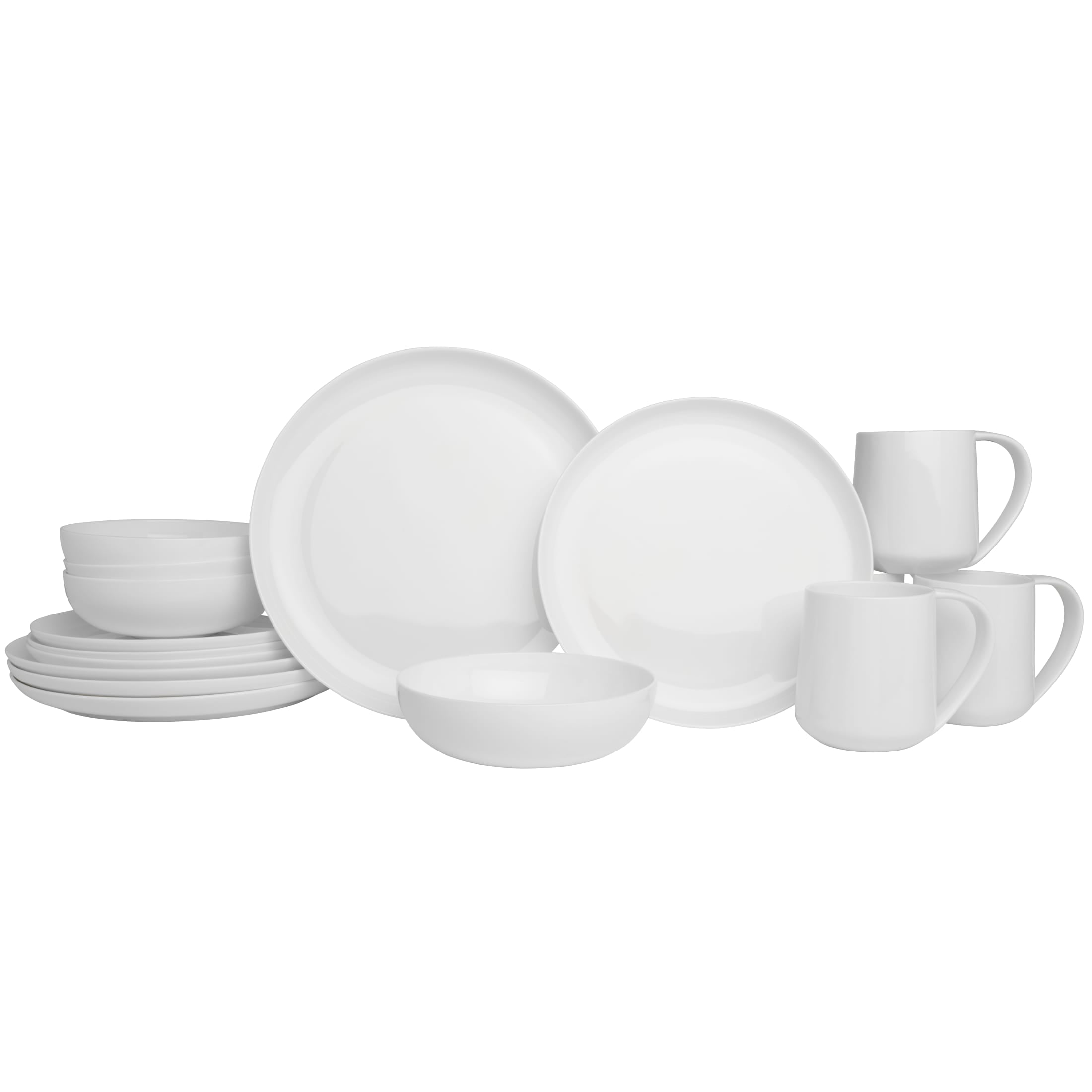 Fitz and Floyd Nevaeh Coupe 16-Piece White Bone China Tableware Set (Service for 4)