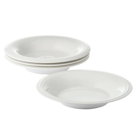 Fitz and Floyd Nevaeh 18.5 oz White Classic Bead Bone China Adult Tableware Bowls (4 Count)