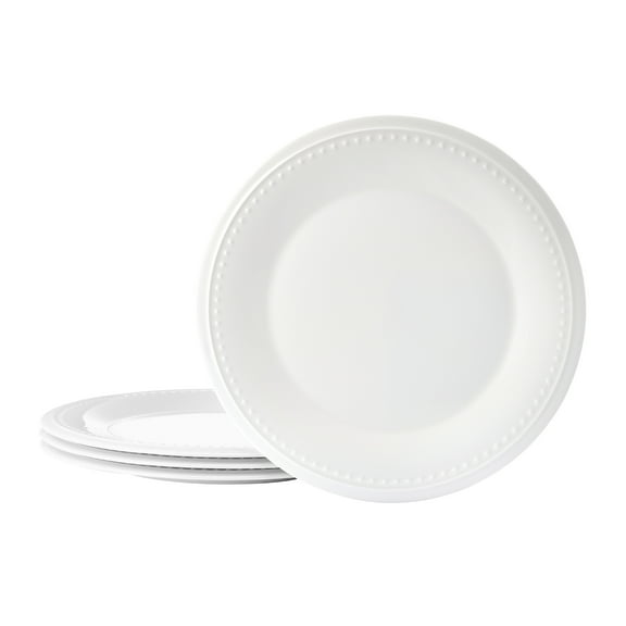 Fitz and Floyd Nevaeh White Classic Bead 11" Round Bone China Dinner Plates (4 Count)