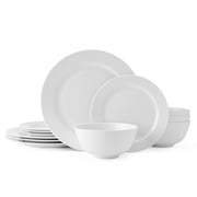 Fitz and Floyd Nevaeh White Classic Rim 12-Piece Bone China Dinnerware Set Service for 4
