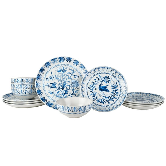 Fitz and Floyd Sicily 12-Piece Blue Stoneware Tableware Set(service for 4)