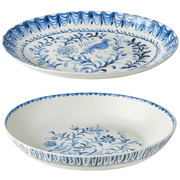 Fitz and Floyd Sicily Blue Serve Bowl Platter Set