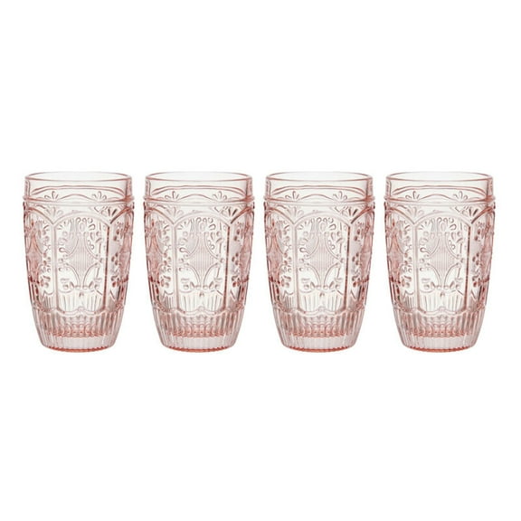 Fitz and Floyd Trestle 12 oz Blush Highball Glass (Set of 4)